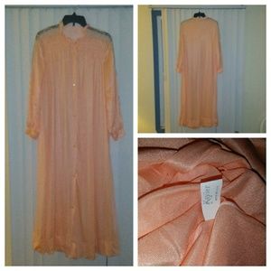 Vintage Kayser Silky Peach Robe with Lace Med